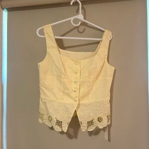 Linen & Cotton Embroidered Tank Top
